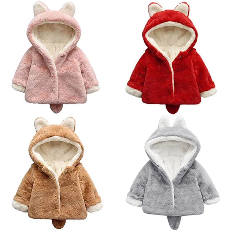 Baby Clothing Winter - 귀여운 고양이 귀 봉제 아기 재킷,