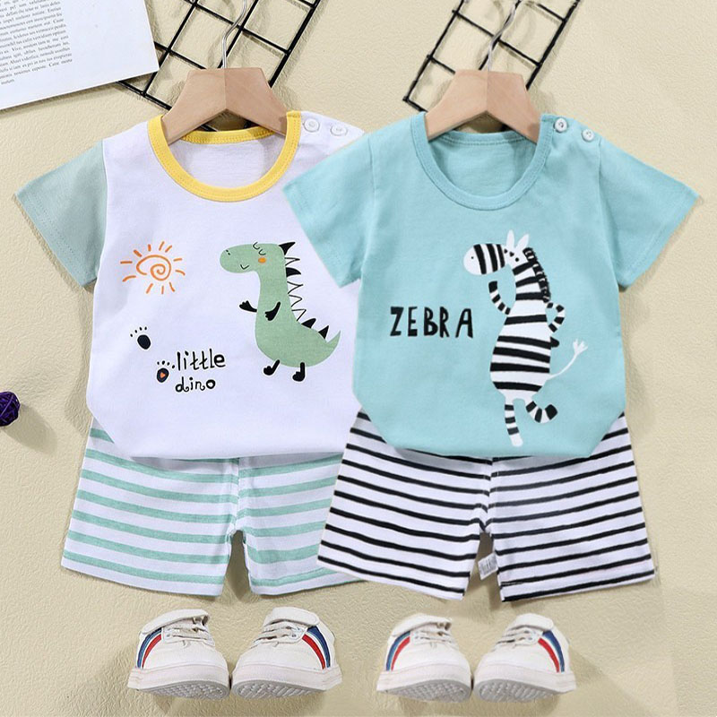 코튼 티셔츠 + 반바지 2 피스 운동복 세트 어린이 만 - Baby Clothing Essentials 리뷰 및 가격