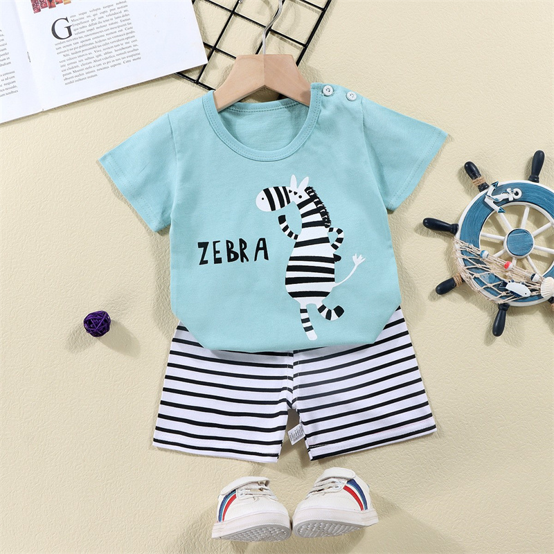 코튼 티셔츠 + 반바지 2 피스 운동복 세트 어린이 만 - Baby Clothing Essentials 리뷰 및 가격